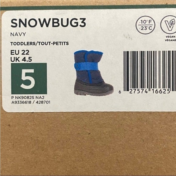 Kamik Snow Boots, Navy, Velcro, Size 5 - Picture 4 of 5